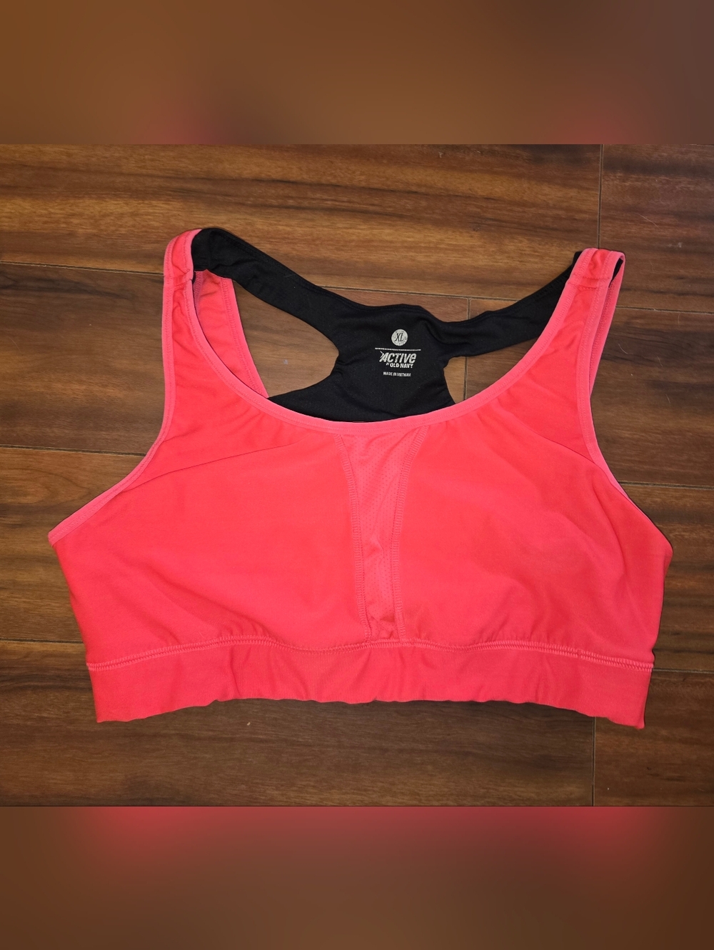 Old Navy Active Coral-Pink Racerback Sports Bra with Black Back